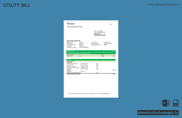 Vorschau einer Beispielrechnung des KPN-Versorgungsunternehmens in den Niederlanden